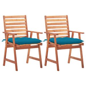 vidaXL Outdoor Dining Chairs 2 pcs with Cushions Solid Acacia Wood