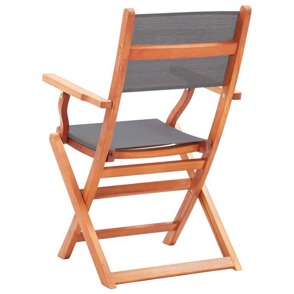 vidaXL Folding Garden Chairs 8 pcs Grey Solid Eucalyptus Wood&Textilene