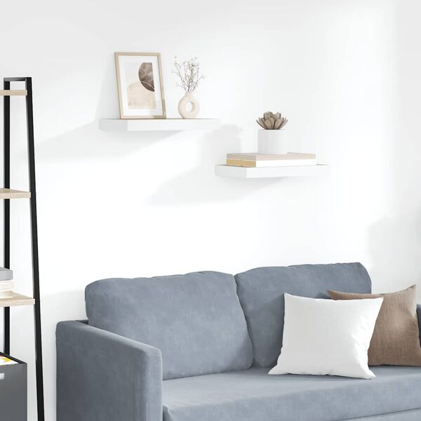 vidaXL Floating Wall Shelves 2 pcs Oak and White 40x23x3.8 cm MDF