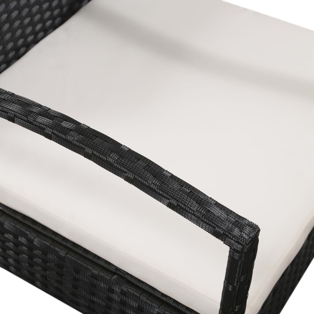 vidaXL 5 Piece Garden Lounge Set with Cushions Poly Rattan Black