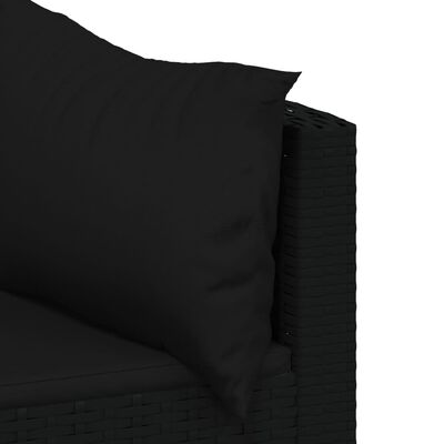 vidaXL 3 Piece Garden Lounge Set with Cushions Black Poly Rattan