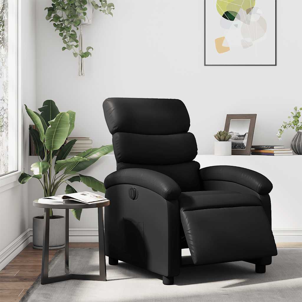 vidaXL Electric Recliner Chair Black Faux Leather