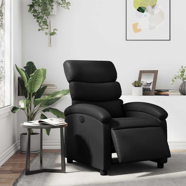 vidaXL Electric Recliner Chair Black Faux Leather
