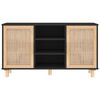 vidaXL Sideboard Black 105x30x60 cm Solid Wood Pine and Natural Rattan