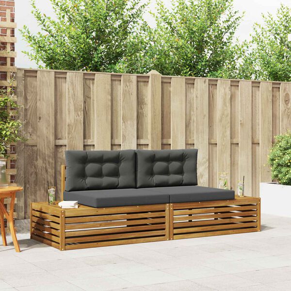 vidaXL Outdoor Sofa Set with Cushion 2 Piece Natural and Anthracite