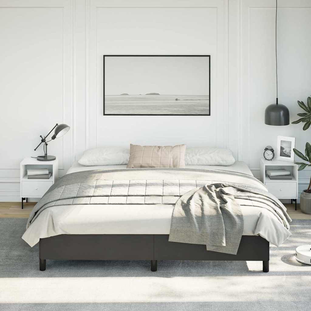 vidaXL Bed Frame without Mattress Black 193x203 cm King Faux Leather