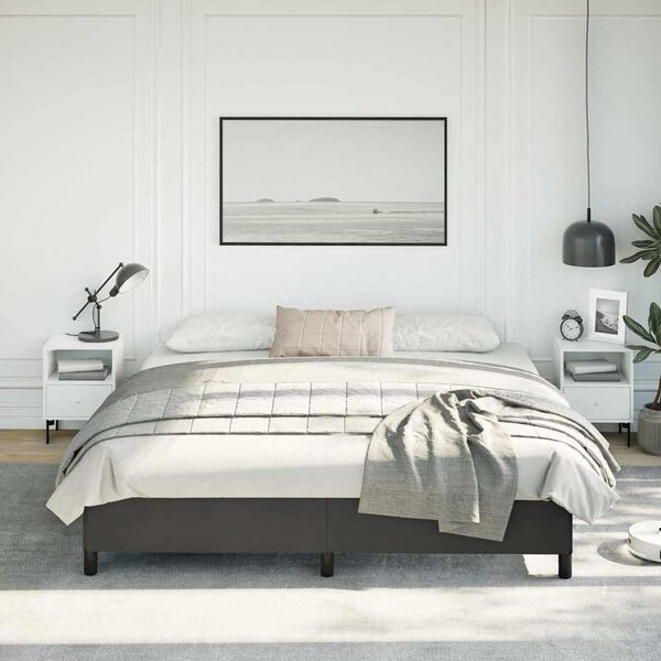 vidaXL Bed Frame without Mattress Black 193x203 cm King Faux Leather