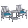 vidaXL Garden Chairs with Tea Table and Cushions Solid Acacia Wood