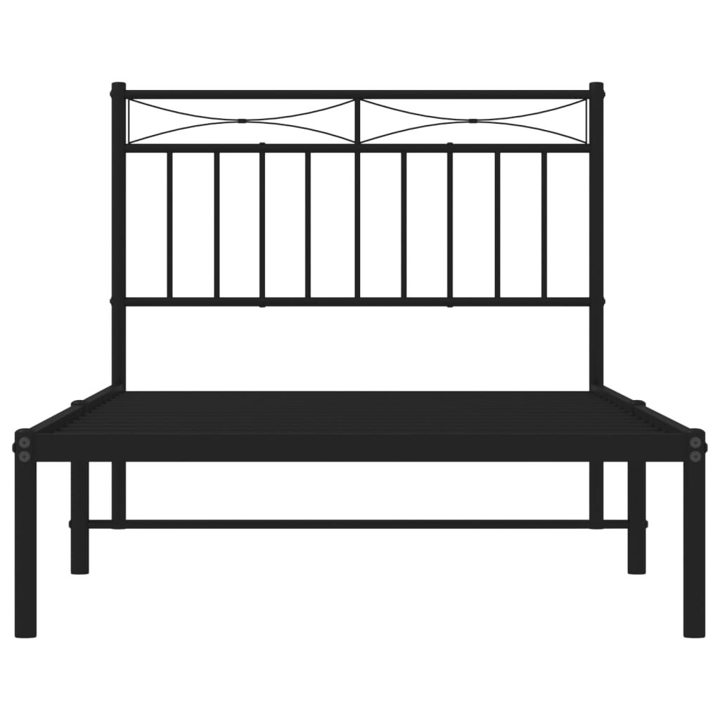 vidaXL Metal Bed Frame without Mattress with Headboard Black 100x190cm