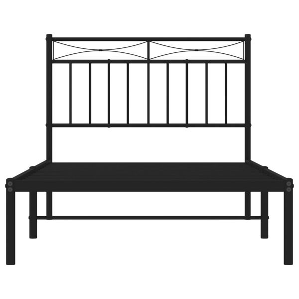 vidaXL Metal Bed Frame without Mattress with Headboard Black 100x190cm