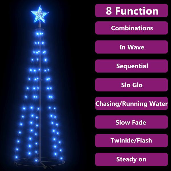vidaXL Christmas Cone Tree Blue 84 LEDs Decoration 50x150 cm