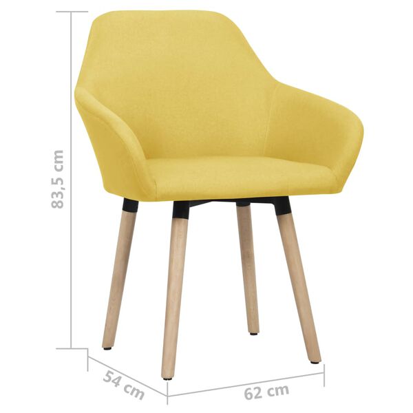 vidaXL Dining Chairs 2 pcs Yellow Fabric