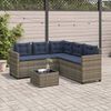 vidaXL Garden Sofa with Table and Cushions L-Shaped Grey Poly Rattan