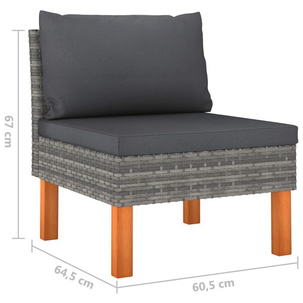 vidaXL 7 Piece Garden Lounge Set with Cushions Poly Rattan Grey