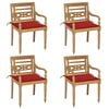 vidaXL Batavia Chairs with Cushions 4 pcs Solid Teak Wood