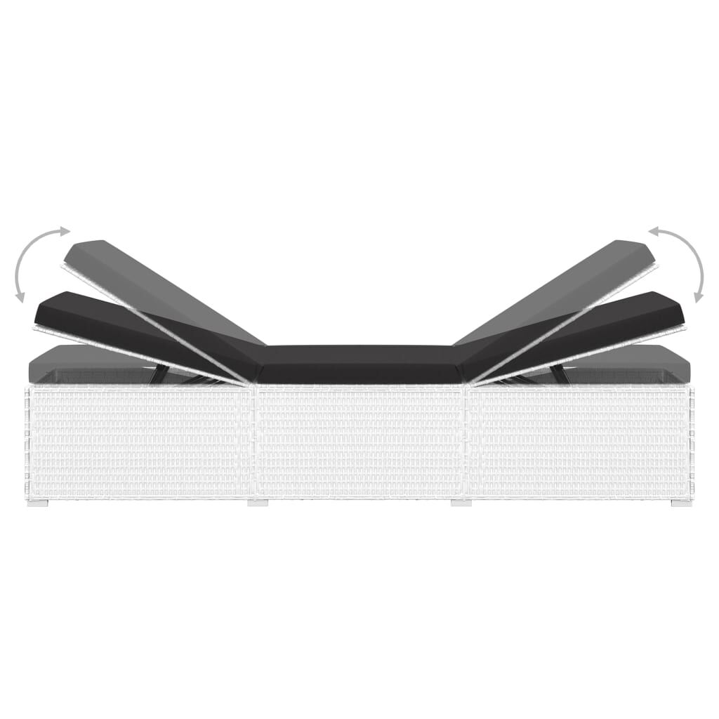 vidaXL Sun Lounger with Cushion and Tea Table Poly Rattan White