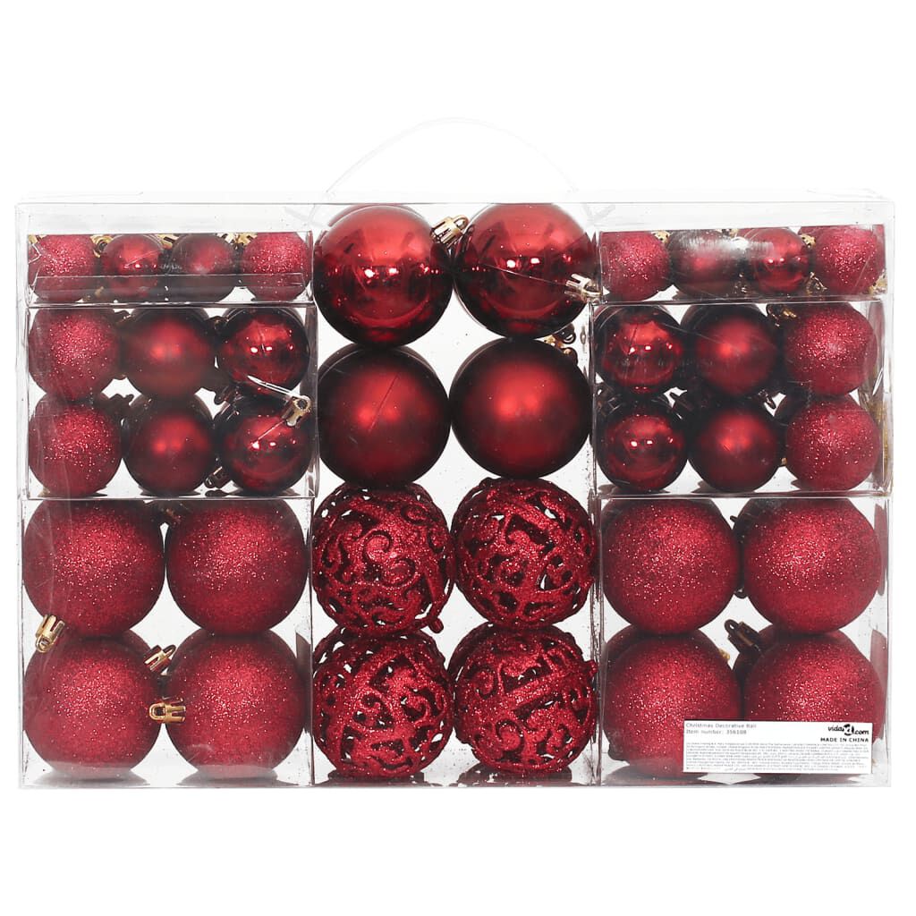 vidaXL Christmas Baubles 100 pcs Wine Red 3 / 4 / 6 cm