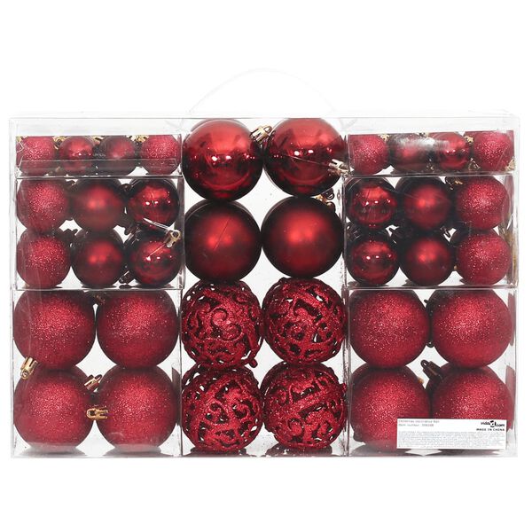vidaXL Christmas Baubles 100 pcs Wine Red 3 / 4 / 6 cm