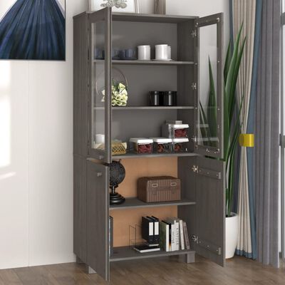 vidaXL Highboard HAMAR Solid Wood Pine Light Grey