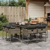 vidaXL 9 Piece Garden Dining Set with Cushions Grey Poly Rattan