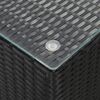 vidaXL Side Table with Glass Top Black 35x35x52 cm Poly Rattan