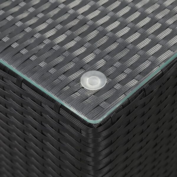 vidaXL Side Table with Glass Top Black 35x35x52 cm Poly Rattan