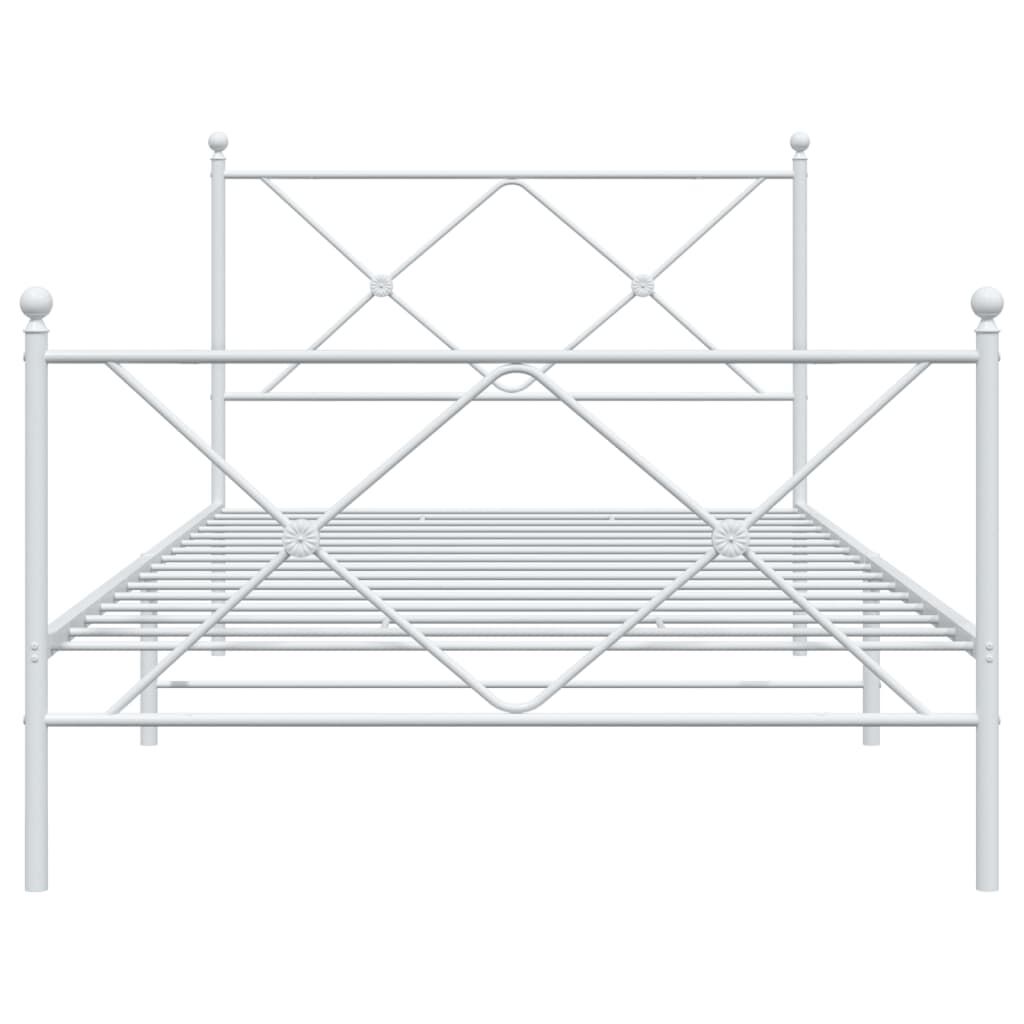 vidaXL Metal Bed Frame without Mattress with Footboard White 100x200cm