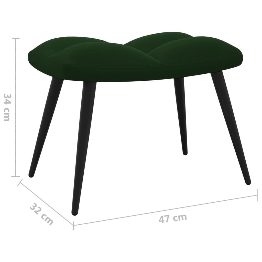 vidaXL Relaxing Chair with a Stool Dark Green Velvet