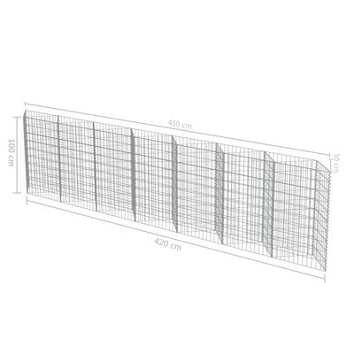 vidaXL Gabion Wall Galvanised Steel 450x30x100 cm