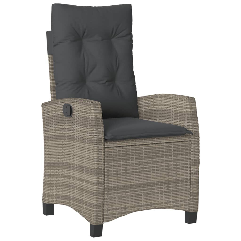vidaXL 4 Piece Garden Dining Set with Cushions Grey Poly Rattan