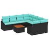 vidaXL Garden Sofa Set 9 pcs Black and turquoise