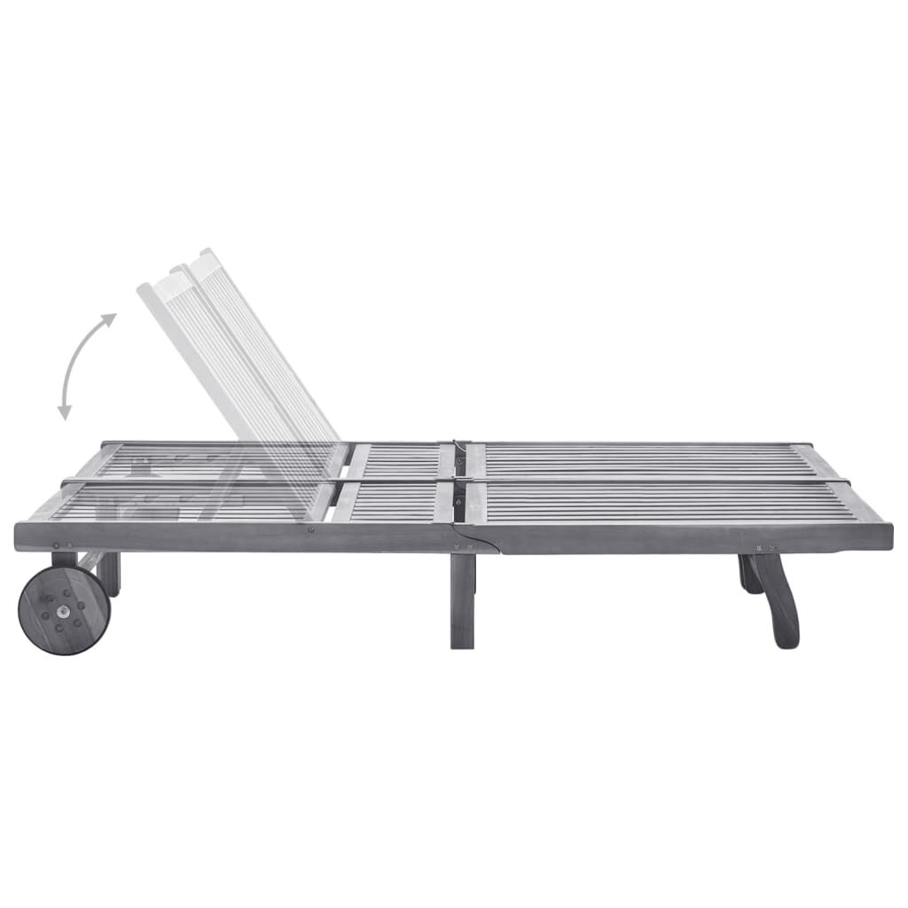 vidaXL 2-Person Garden Sun Lounger with Cushion Grey Solid Acacia Wood