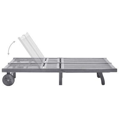 vidaXL 2-Person Garden Sun Lounger with Cushion Grey Solid Acacia Wood