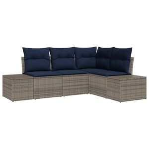 vidaXL Garden Sofa Set with Cushion 4 pcs Grey Poly Rattan