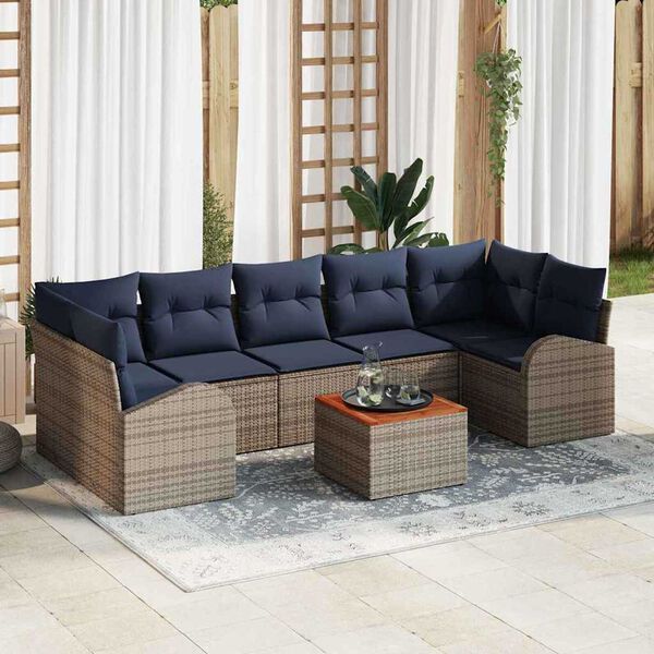 vidaXL Garden Sofa Set 8 pcs Grey Poly rattan