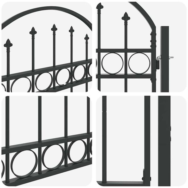 vidaXL Fence Gate Grey 100 x 125 cm Powder-coated steel