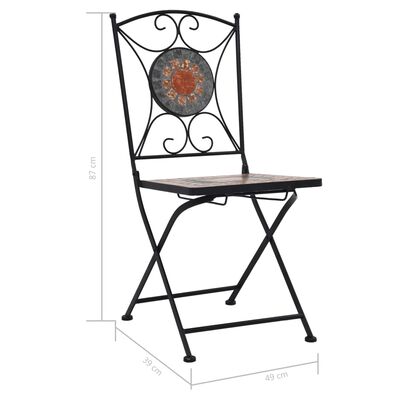 vidaXL 3 Piece Mosaic Bistro Set Ceramic Tile Orange/Grey