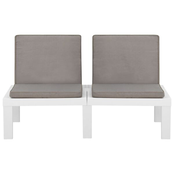 vidaXL 2 Piece Garden Lounge Set with Cushions Plastic White