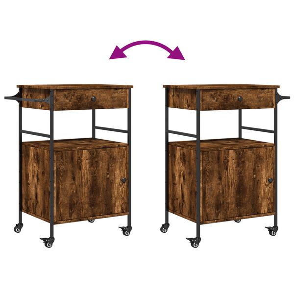 vidaXL Kitchen Trolley Smoked Oak 56x43x89.5 cm Engineered Wood