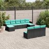 vidaXL 10 Piece Garden Sofa Set with Cushions Black Poly Rattan