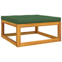 vidaXL Garden Footrest with Green Cushion Solid Wood Acacia