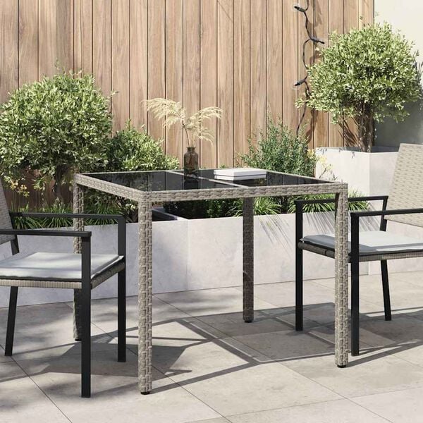 vidaXL Garden Dining Table Grey 90 x 90 x 75 cm Poly rattan