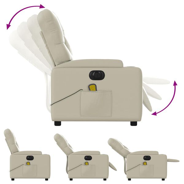 vidaXL Electric Massage Recliner Chair Cream Faux Leather