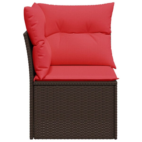 vidaXL Garden Sofa Corner with Cushions Brown Poly Rattan