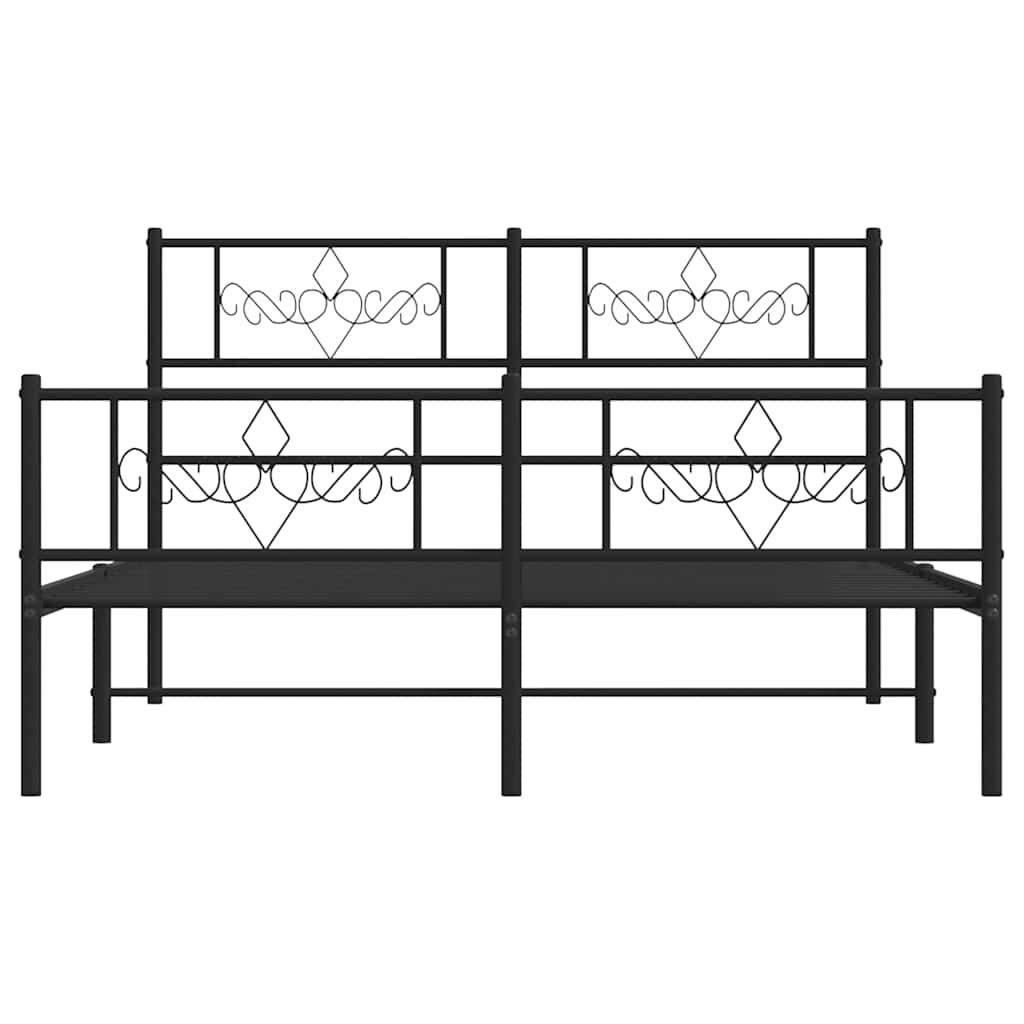 vidaXL Metal Bed Frame without Mattress with Footboard Black 150x200cm