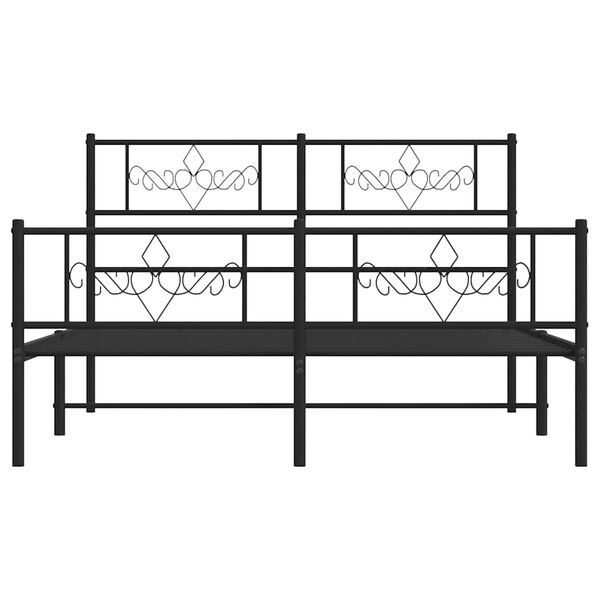 vidaXL Metal Bed Frame without Mattress with Footboard Black 150x200cm