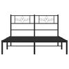 vidaXL Metal Bed Frame without Mattress with Headboard Black 135x190cm