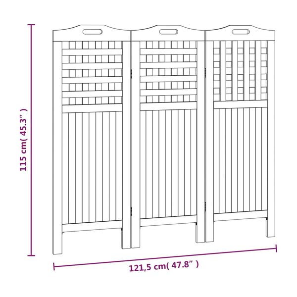 vidaXL 3-Panel Room Divider 121.5x2x115 cm Solid Wood Acacia