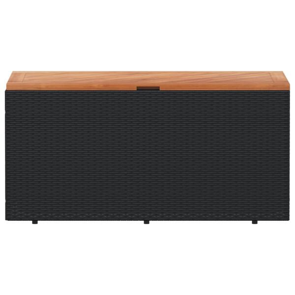 vidaXL Garden Storage Box Black 110x50x54 cm Poly Rattan Acacia Wood