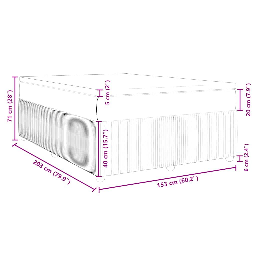 vidaXL Box Spring Bed with Mattress Light Grey Queen Velvet